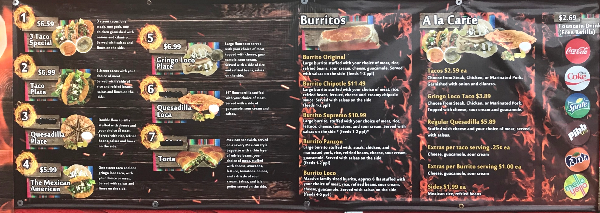 Taco sales loco menu